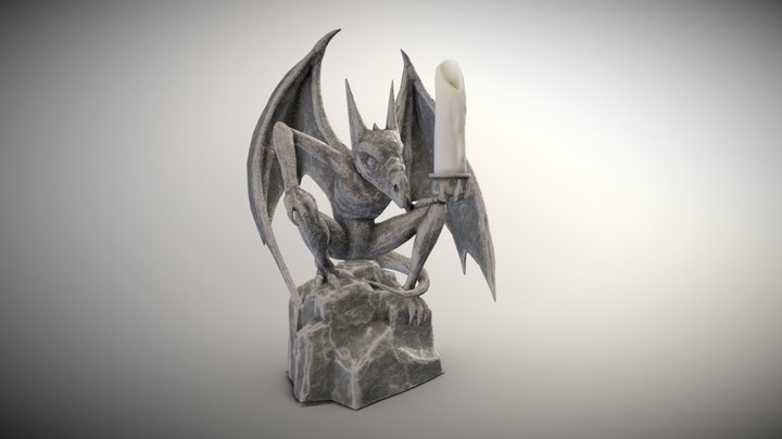 gargoyle and candle 3D Model
