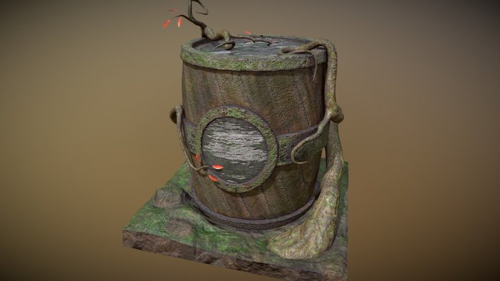 Wooden barrel 3D Model