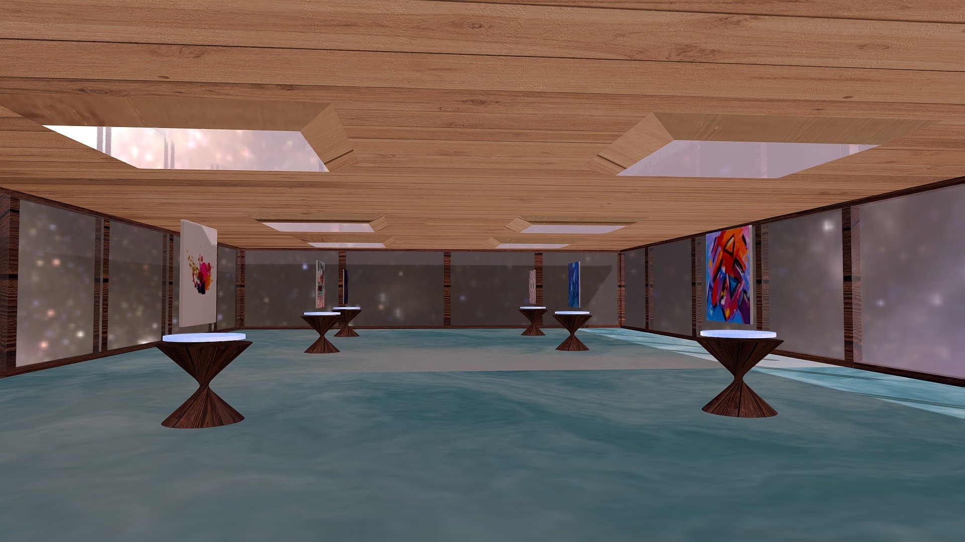 Futuristic VR Art Gallery Explore Art in Space 3D model by