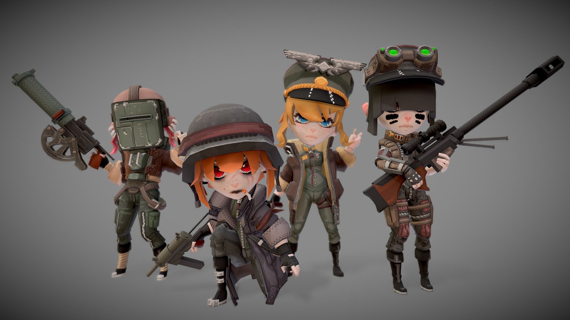 Anime Girl Military Squad - Buy Royalty Free 3D model by BalderDragonslayer  (@balderdragonslayer) [25c0aae]