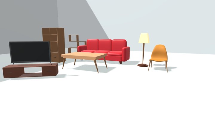 Game-Ready Cartoon Living Room 3D Models 3D Model