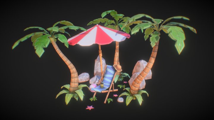 Stylized Beach (Game Ready assets) 3D Model