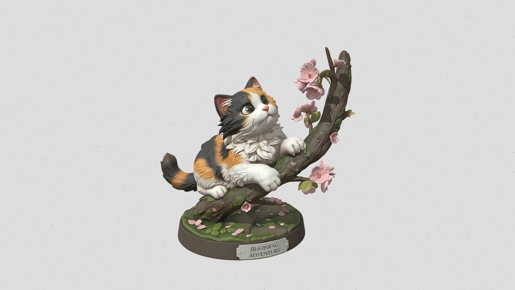 calico cat figurine 3d model