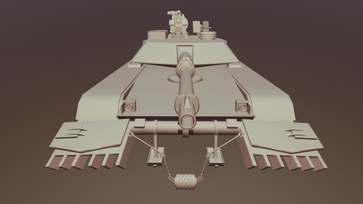 M1 Abrams with Mine Plow 3D Model