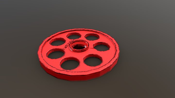 Gym Big Dumbbell Red Holes 3D Model