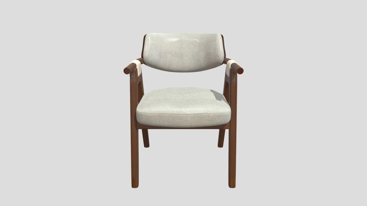 Mid-Century Modern Wooden Armchair 3D Model