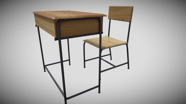 Chair And Table School 3D Model