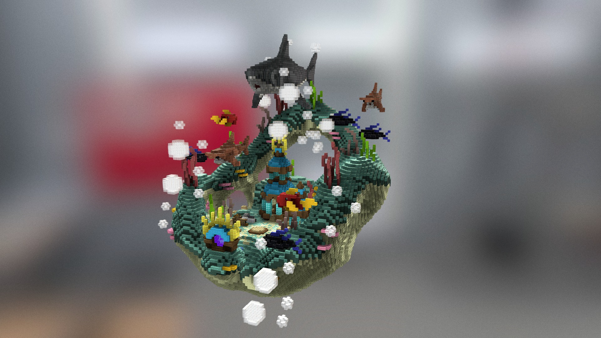 3D model Aquamarine compact spawn-lobby - This is a 3D model of the Aquamarine compact spawn-lobby. The 3D model is about a video game of a castle.