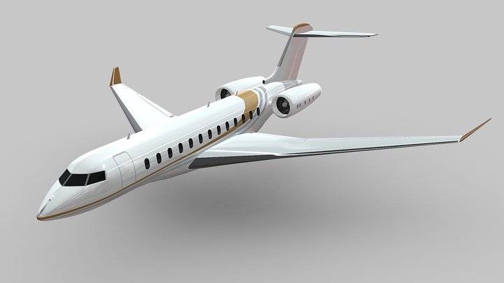 Bombardier 8000 Global lowpoly jet 3D Model