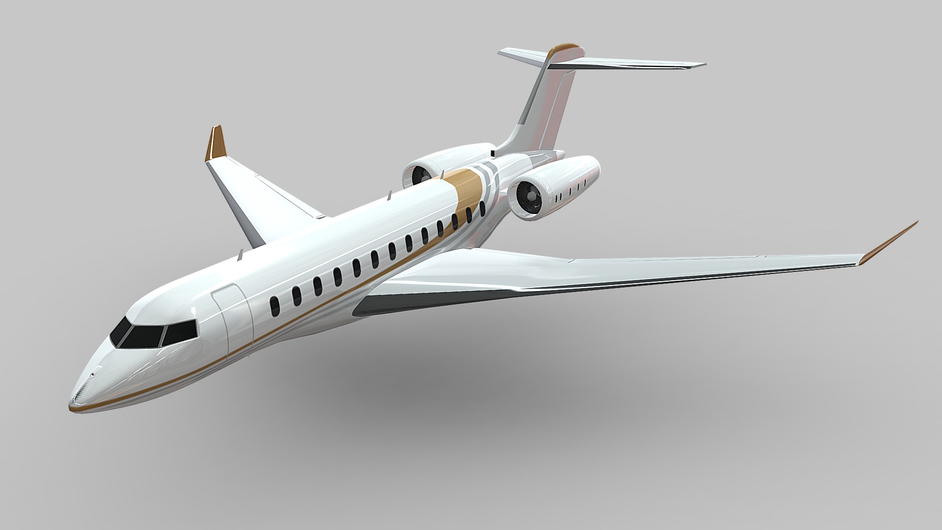 3D model Bombardier 8000 Global lowpoly jet - This is a 3D model of the Bombardier 8000 Global lowpoly jet. The 3D model is about a white airplane in the sky.