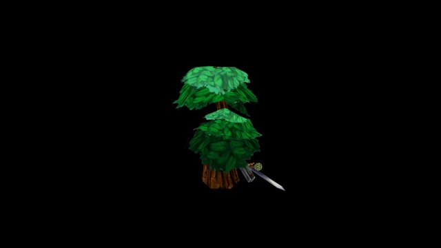 Low-poly Weapons And Tree 3D Model