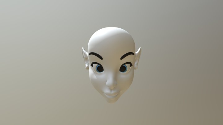 Anime elf head base 3D Model