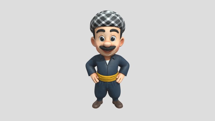 Kurdish Man Cartoon Character 3D Model