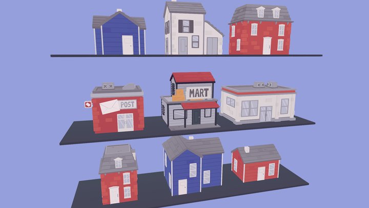 Small Town Buildings 3D Model