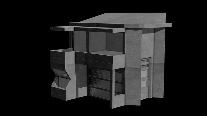 Brutalist building / Industrial home exterior 3D Model