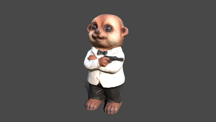 James Bond Meerkat Garden Statue 3D Model