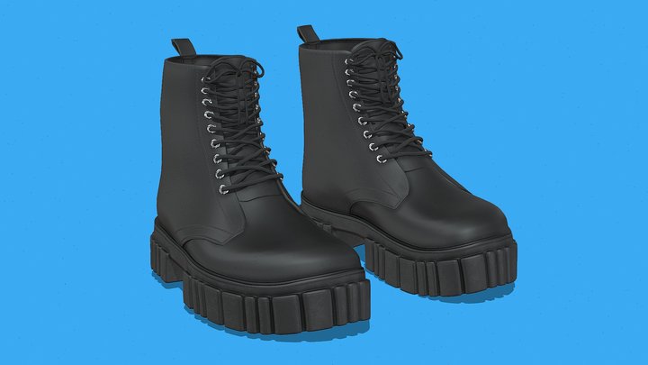 Modern Style  Black Boots 3D Model 3D Model