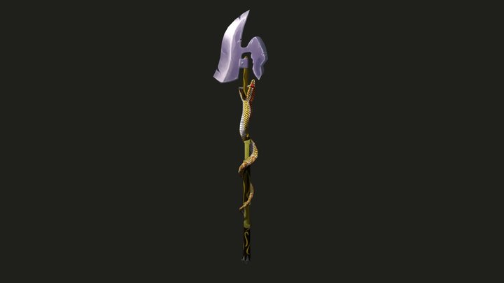 World of Warcraft - Halberd with Snake Ornament 3D Model