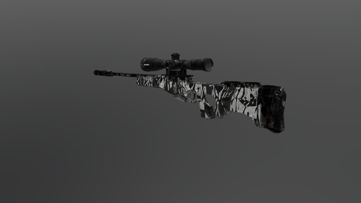 L96A1 with camo netting 3D Model