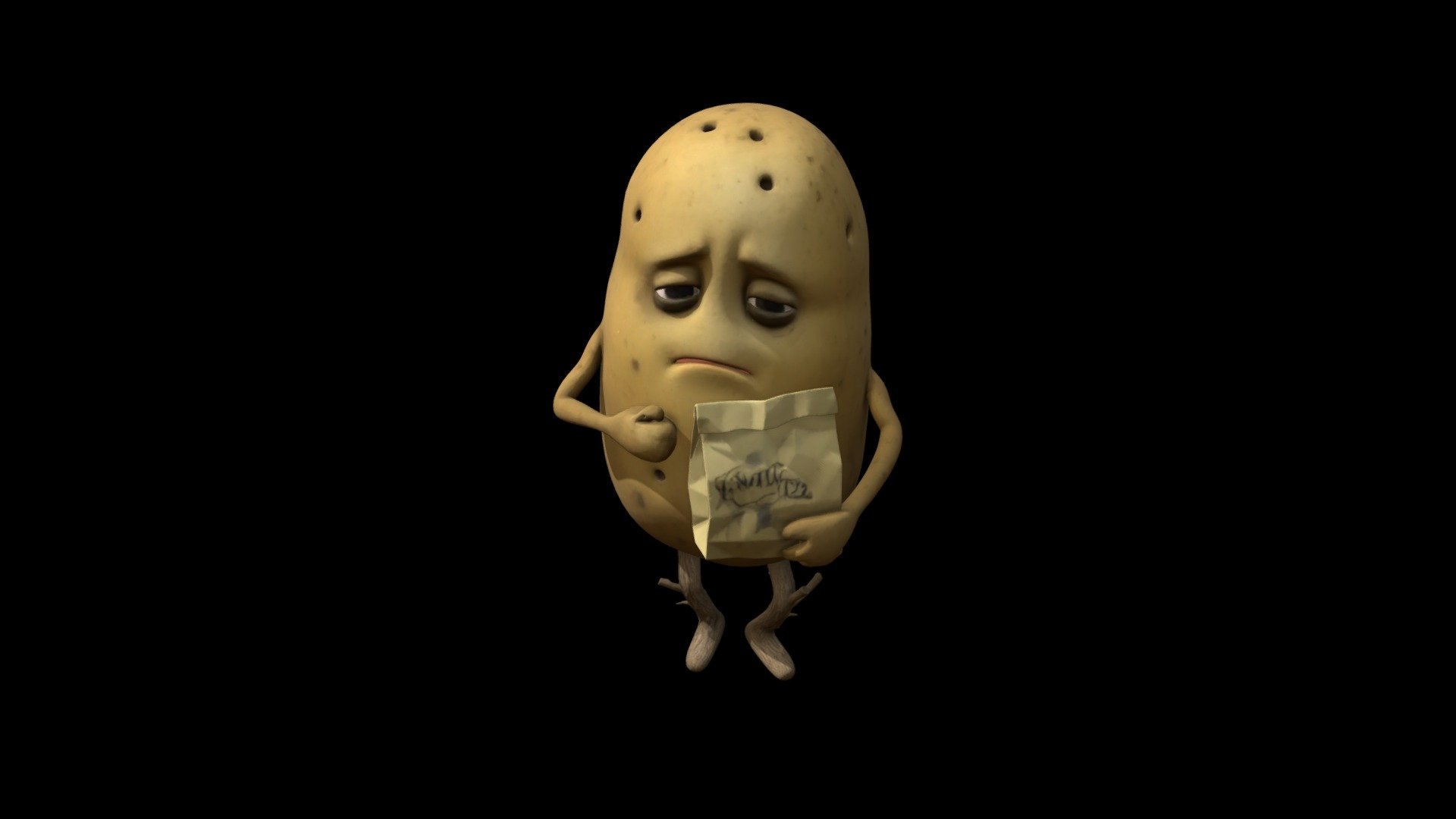Sad Potato Holding A Brown Bag (Trellis 2 AI) - Download Free 3D model ...