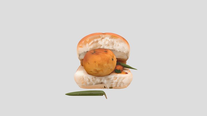 Indian Street Food Vada Pav 3D Asset