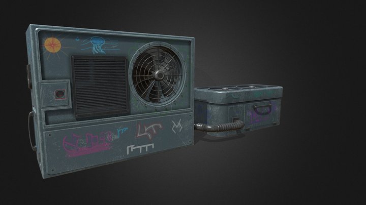 Air conditioner in the style of cyberpunk. 3D Model