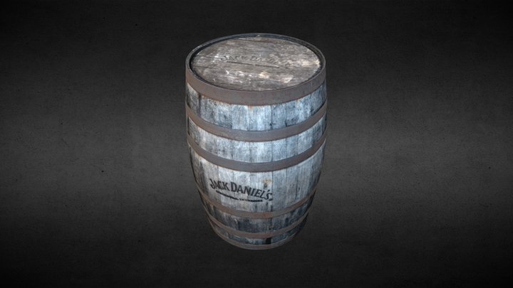 Wooden Aged Whiskey Barrel 3D Model