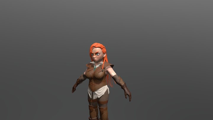Female Dwarf Warrior 3D Model