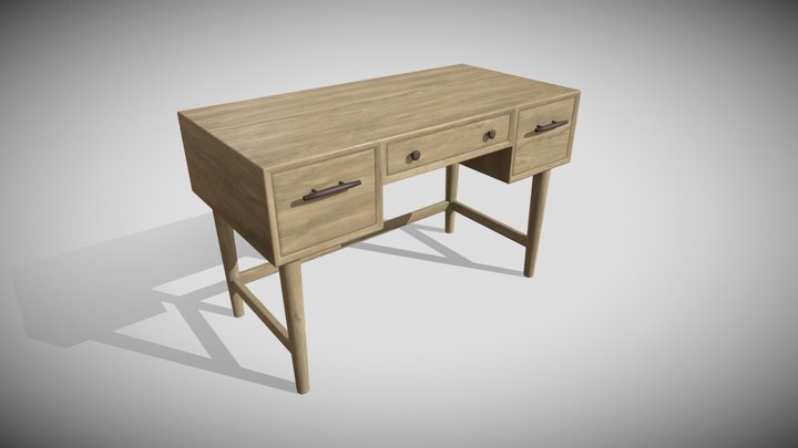 Modern Wood Desk 3D Model