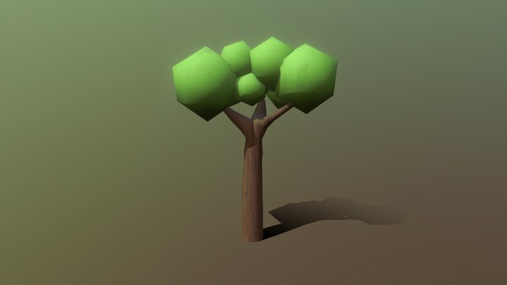 Low Poly Cartoon Tree 3D Model