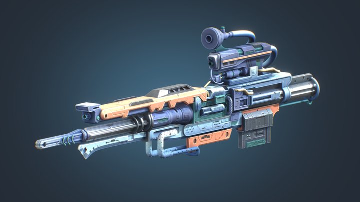 Concept Stylized Scifi Gun 3D Model