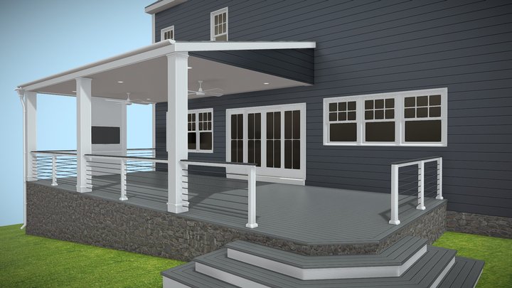 Rear Covered Patio 100121 A 3D Model