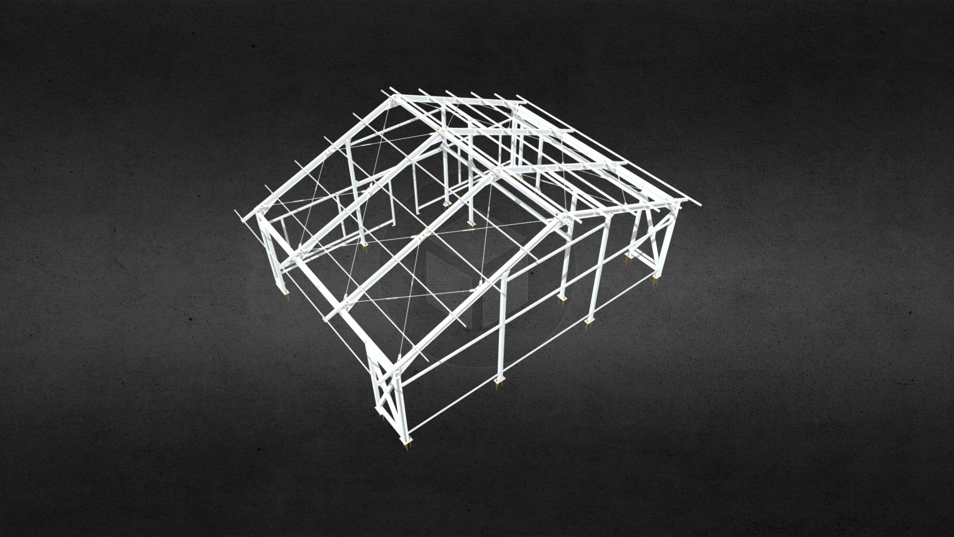 3D model Garage & sport room – structures europrofile - This is a 3D model of the Garage & sport room - structures europrofile. The 3D model is about a black and white image of a cube with a pointy top.
