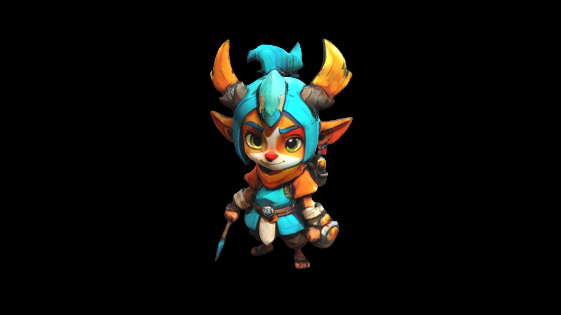 a cartoon character with horns and a blue hel - Download Free 3D model ...