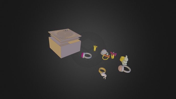 jewellery box with rings 3D Model