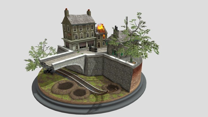 WWII - Carentan -City Scene 3D Model