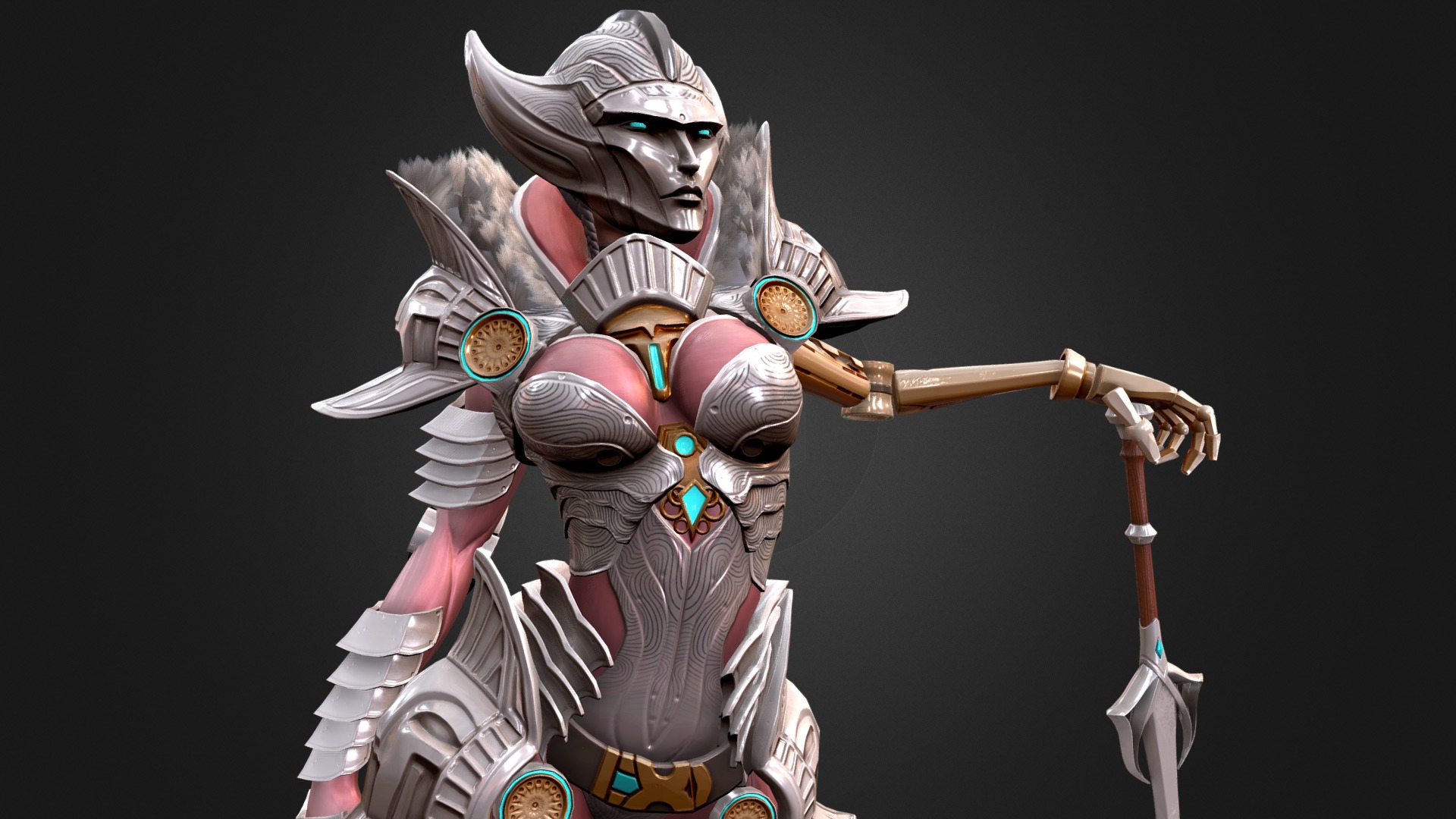 3D model Lady Kushana - This is a 3D model of the Lady Kushana. The 3D model is about a person in a garment holding a sword.