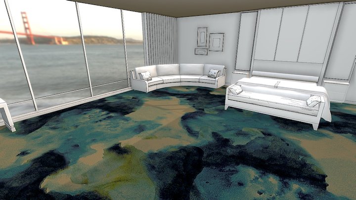 Hotel Room Ege Carpets Watercolour Blue – Free 3D Model STL
