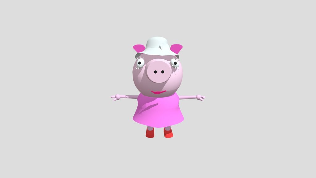 Very Old Piggy Neighbor Granny Pig Model