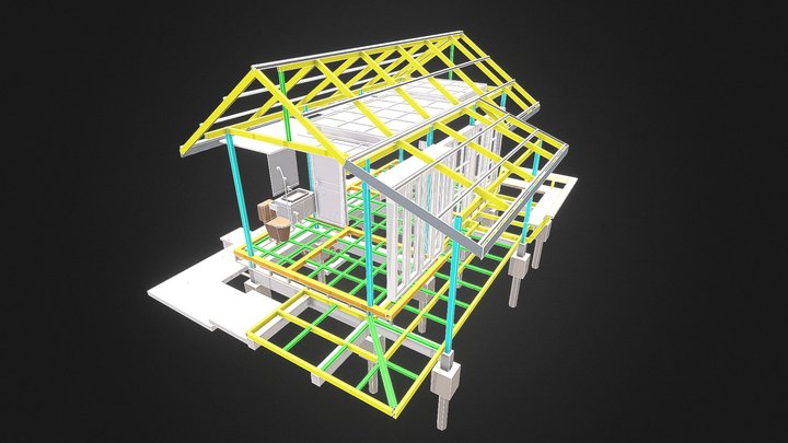 Knockdown Japaness House_ Structure 3D Model