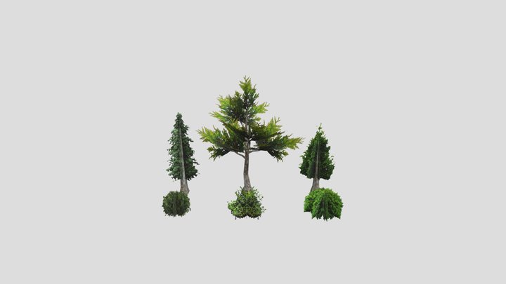 PS1 TREES AND BUSHES 3D Model