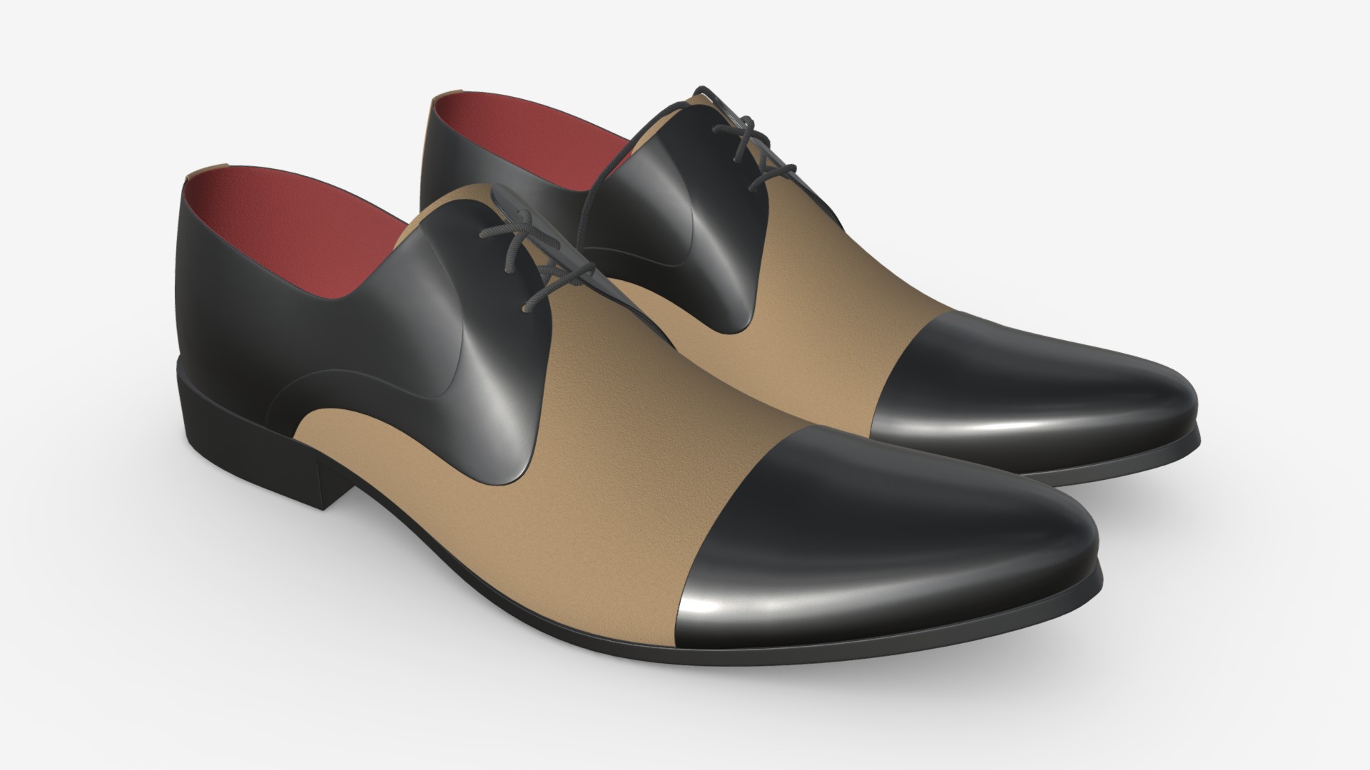 3D model Mens classic shoes 08 - This is a 3D model of the Mens classic shoes 08. The 3D model is about a pair of black and red sandals.
