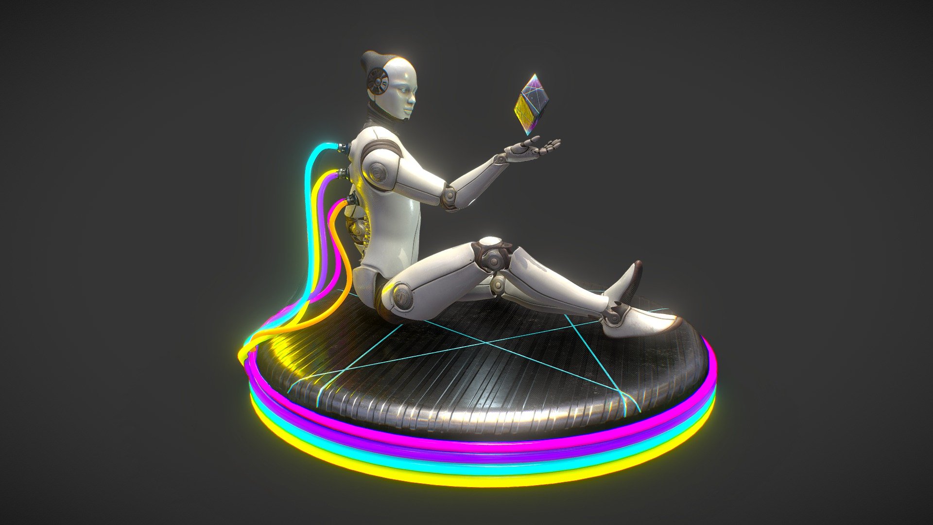 Android neon thinker Buy Royalty Free 3D model by markusenes [2631069