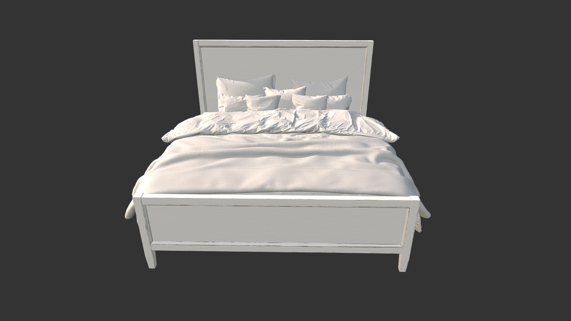 3D model Bed Vintage - This is a 3D model of the Bed Vintage. The 3D model is about a bed with white sheets.