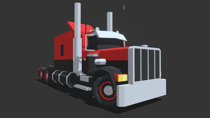 Low Poly Semi Truck 3D Model