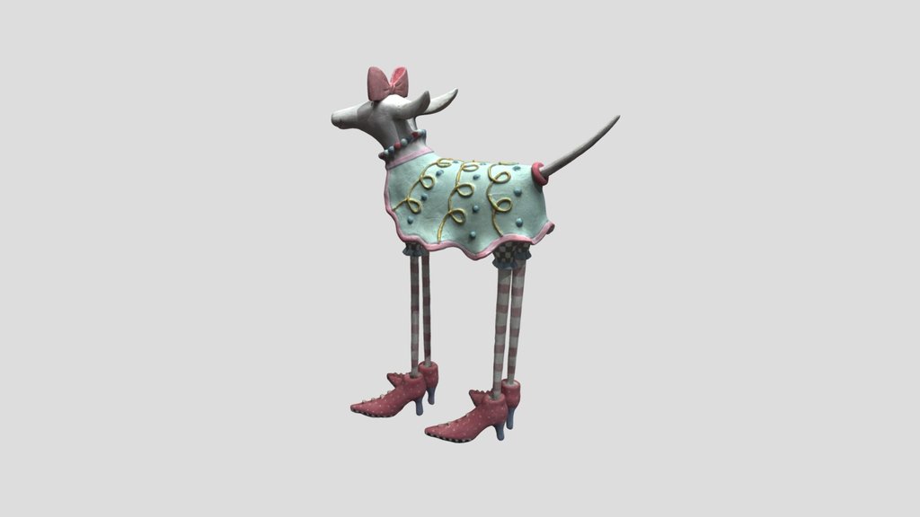 Whimsical Polka-dot Dog Figurine异想天开的波点狗小雕像
