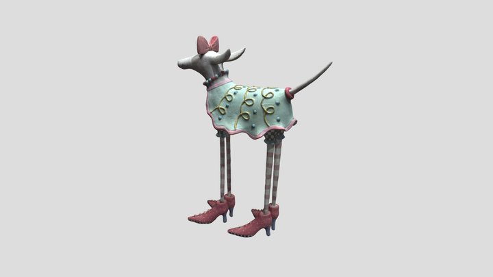 Whimsical Polka-dot Dog Figurine异想天开的波点狗小雕像 – Kostenloses 3D-Modell STL