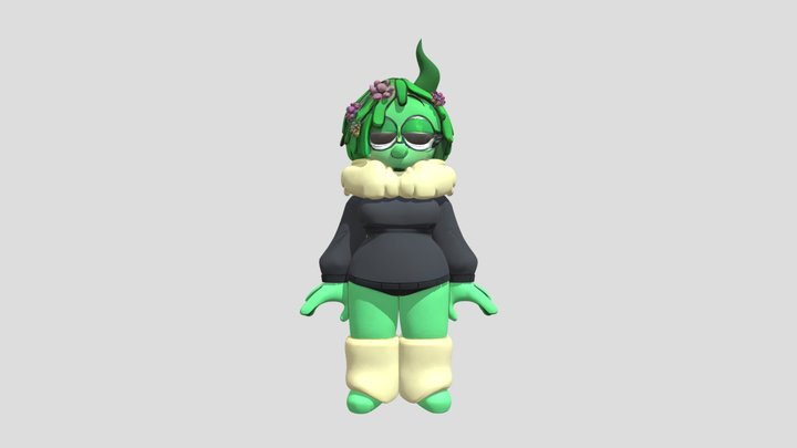 Cartoon plant-themed girl character 3D Model