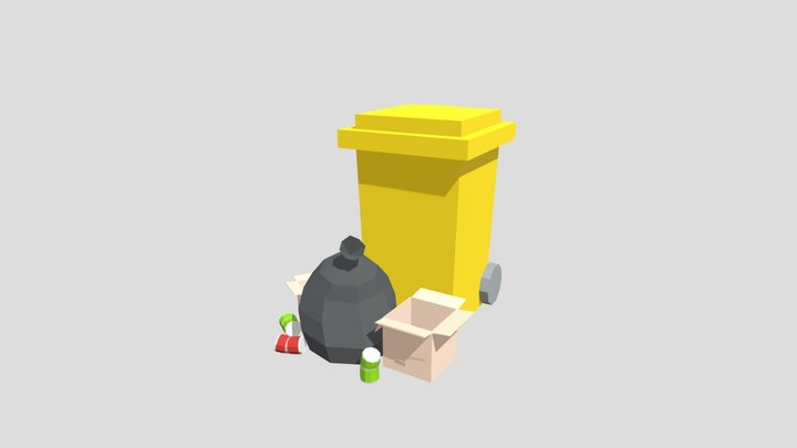 Trash and garbage low poly 3D Model