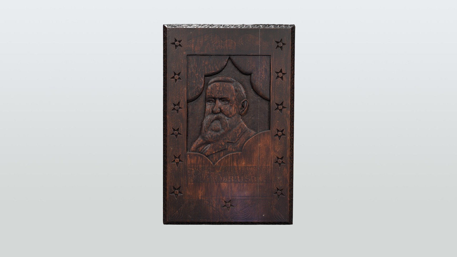 Wooden Plaque w/Harrison-Campaign Folk Art
